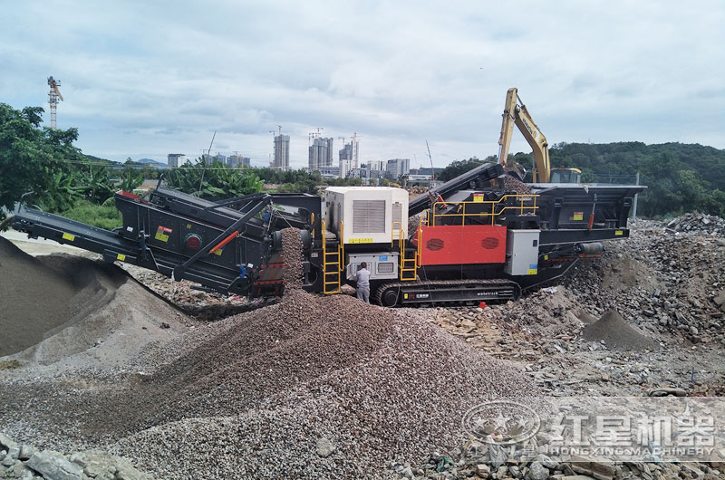 履带移动建筑垃圾处理现场 履带移动建筑垃圾处理现场